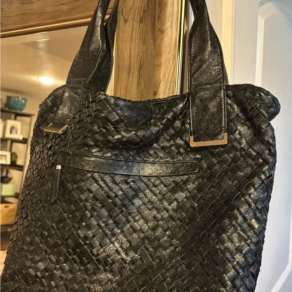Elliott Lucca Woven Leather Handbag Hobos